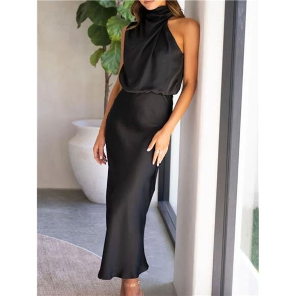 Asymmetrical Ruched Sleeveless Midi Dress - Picture 15 of 15